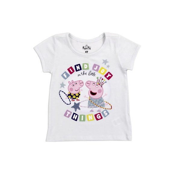 Peppa Pig Toddler Girls Short Sleeve T-Shirt | Find Joy in Little Things Tee - Picture 2 of 3